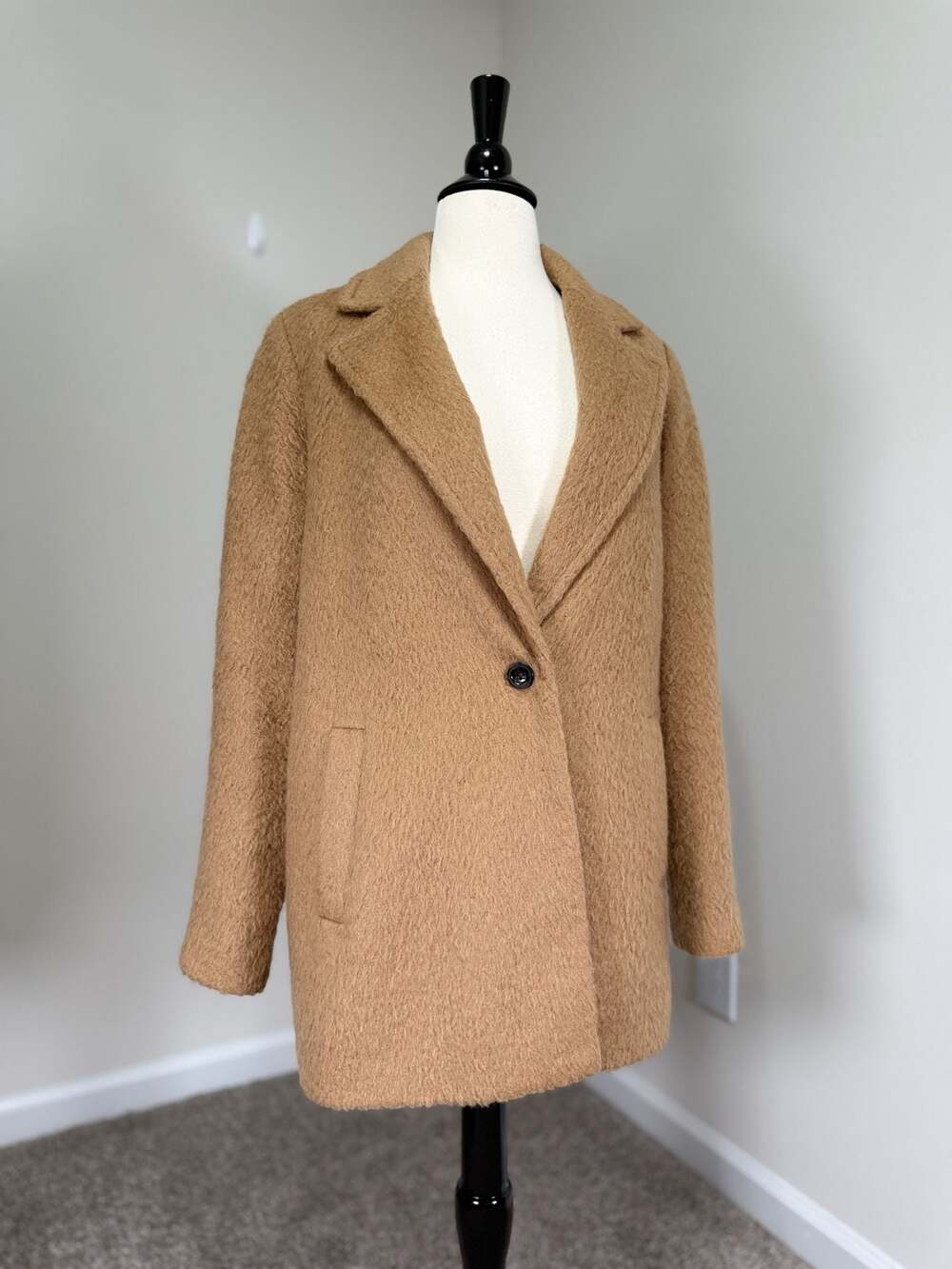 Madewell Brushweave Cocoon Coat in Camel Brown